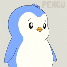 a blue and white penguin with the words of course written below it