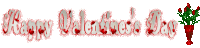 a sign that says happy valentine 's day with a vase of flowers