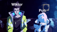 a man and a girl are standing next to each other and the man is named wiktor