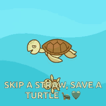 skip a straw save turtle turtles
