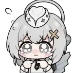 a cartoon girl with a heart on her head and a cross on her forehead .