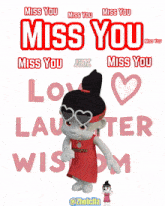 a cartoon girl wearing a red headband that says miss you