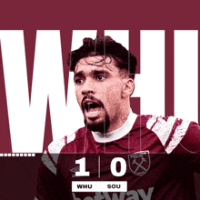 a man with a beard is wearing a burgundy and white jersey with the word sou on it