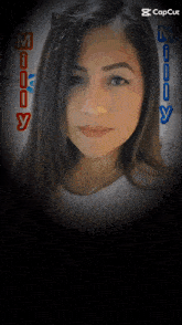 a woman 's face is displayed with the name melody on the bottom