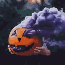 halloween pumpkin purple smoke