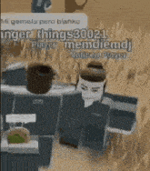 a cartoon character is standing in a field with a noticed player message .