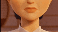 a close up of a woman 's face and neck