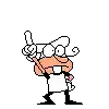 a pixel art drawing of a cartoon character giving a thumbs up .