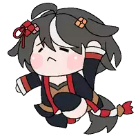 a pixel art drawing of a girl with a ponytail and a bow in her hair