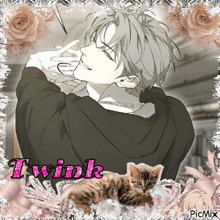 a picture of a man and a kitten with the name twink on it