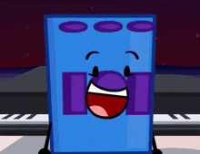 a cartoon character with a purple face and a purple nose
