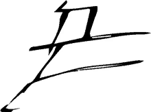 a black and white drawing of a letter a on a white background .
