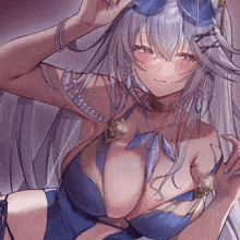 a drawing of a girl in a blue bikini