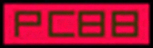 a red digital display with the word pcb on it