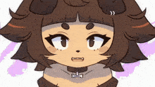 a cartoon drawing of a girl with a dog collar