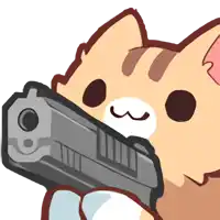 a cartoon cat is holding a gun in its paw