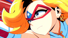 a cartoon drawing of a woman with a mask on her face