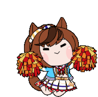 a cartoon of a cheerleader with pom poms
