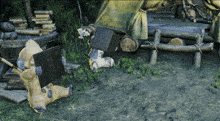 a cartoon character is reading a book in the grass
