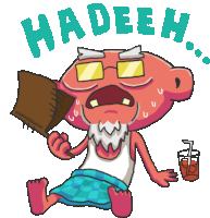 Sweating Grandpa With Fan Says Hadeeh In Indonesian Sticker - Listen To Your Elderly Iced Tea Hot Stickers