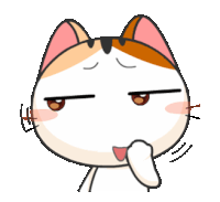 a cartoon cat is making a funny face with its paw in its mouth