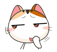 a cartoon cat is making a funny face with its paw in its mouth