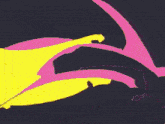 a purple background with a swirl of pink and yellow lines