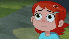 a close up of a cartoon character with cn written on the bottom right