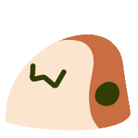 a cartoon drawing of a piece of meat with a green circle on the bottom