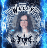 a picture of a woman with glasses and the name wally on it