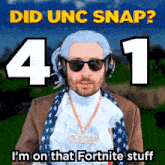 a man wearing a wig and sunglasses is on a poster that says did unc snap
