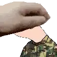 a cartoon of a man in a military uniform with a hand covering his face .