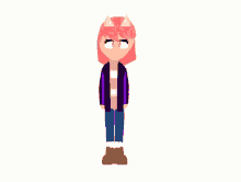 a girl with pink hair and cat ears says i will be first next on the bottom