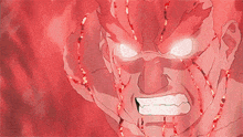 a cartoon character is being attacked by a red and green explosion