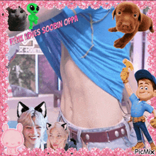 a picture of a person 's stomach with the words felix loves soobin oppa on it