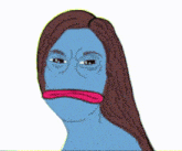 a cartoon drawing of a woman holding a stack of money in her mouth