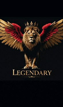 a lion with red wings and a crown on its head