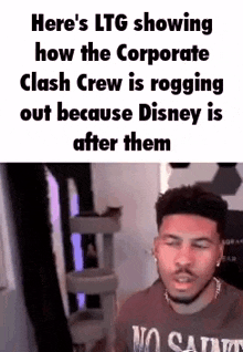 here 's ltg showing how the corporate clash crew is pogging out because disney is after them .