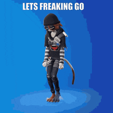 a cartoon character with the words lets freaking go
