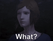 a woman in a dark room is asking the question what