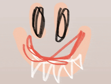 a drawing of a hand with a smiley face and a mouth
