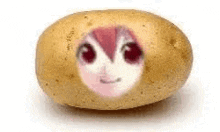 a potato with a face on it on a white surface .