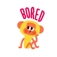 a cartoon monkey with the word bored written above it