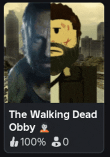 a poster for the walking dead shows rick and a cartoon character