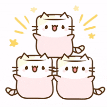 marshmallow cat pink and white triple dancing