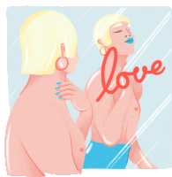 Figure Stands In Front Of Mirror, With Caption Love In English Sticker - Its All Love Love Wins Sassy Stickers