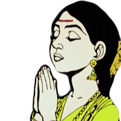 Praying Ahilyabai Holkar Sticker - Praying Ahilyabai Holkar Amar Chitra Katha Stickers