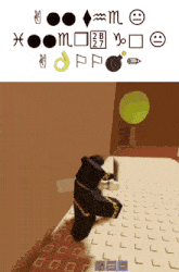 a screenshot of a video game with various symbols including a peace sign and a smiley face