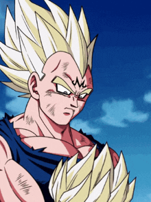 a drawing of a dragon ball z character with a m on his face