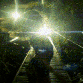 a blurry picture of a person standing on a bridge
